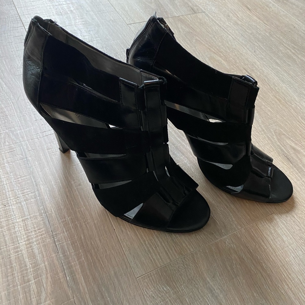 Calvin Klein open toe strappy black heels
